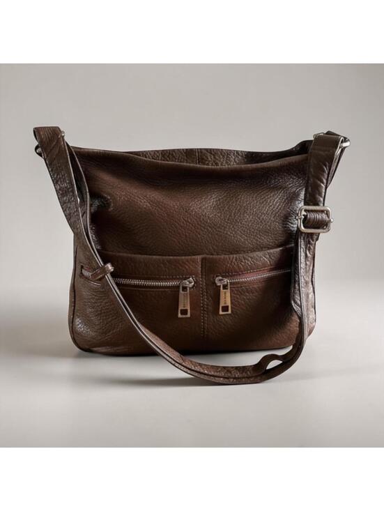 RUDSAK Handbags - Rudsak Atelier Noir Pebbled Leather Hobo Bag Brown Slouchy Crossbody Shoulder